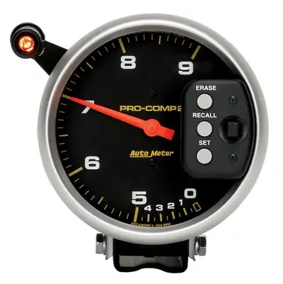 AutoMeter 5 In. Tachometer, 0-9000 Rpm, Pedestal Dual Range w/ Quick Lite & Peak Memory, Pro-Comp