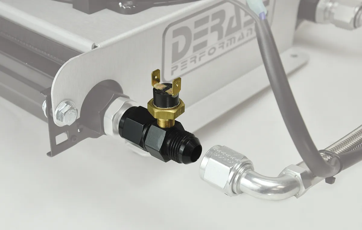 Derale 35022 Premium In-Line Fan Control Thermostat 180°, -10AN x -10AN product image