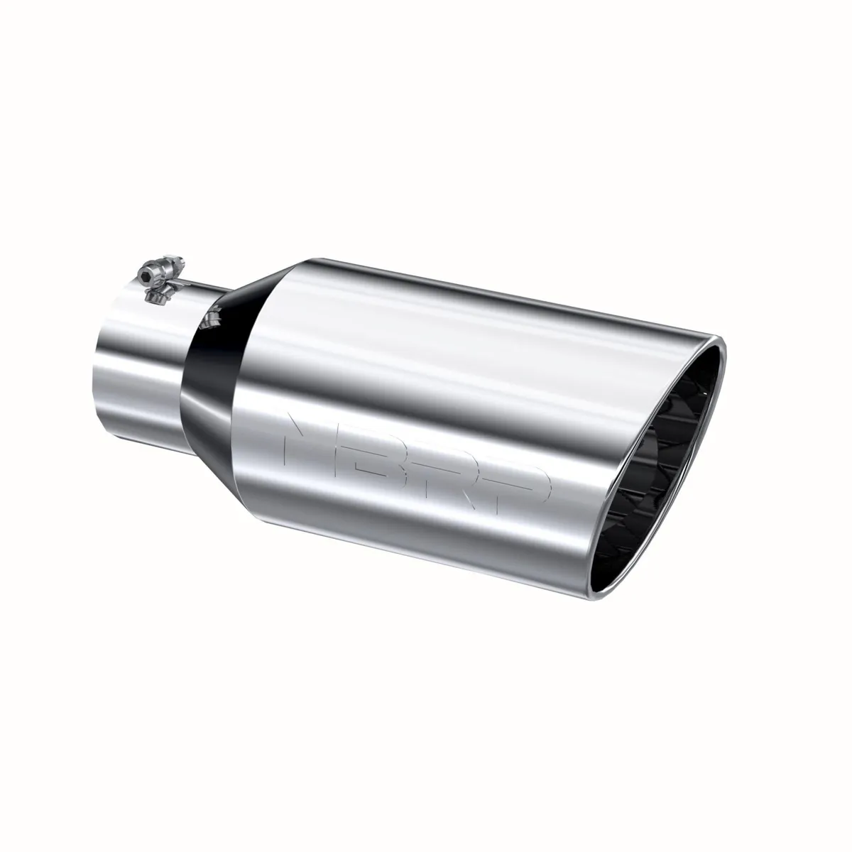 Armor Pro Exhaust Tip; 5 in. Inlet Diameter; 8 in. Outlet Diameter; 18 in. Length; Rolled End; T304 Stainless Steel; Mirror Polished; product image