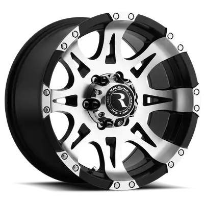 Raceline Wheels Aluminum Wheels 18x9 Raptor 982 Machined Face Black 25 Offset 6 on 135 Bolt Pattern 87 Bore Raceline