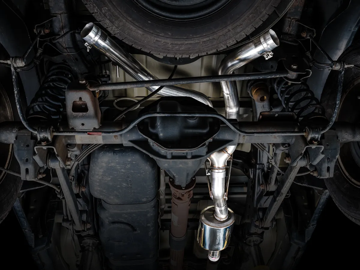 AWE 0FG Single Side Exit Catback Exhaust for 4th Gen RAM 1500 5.7L (without bumper cutouts) - Dual Diamond BlackTips product image