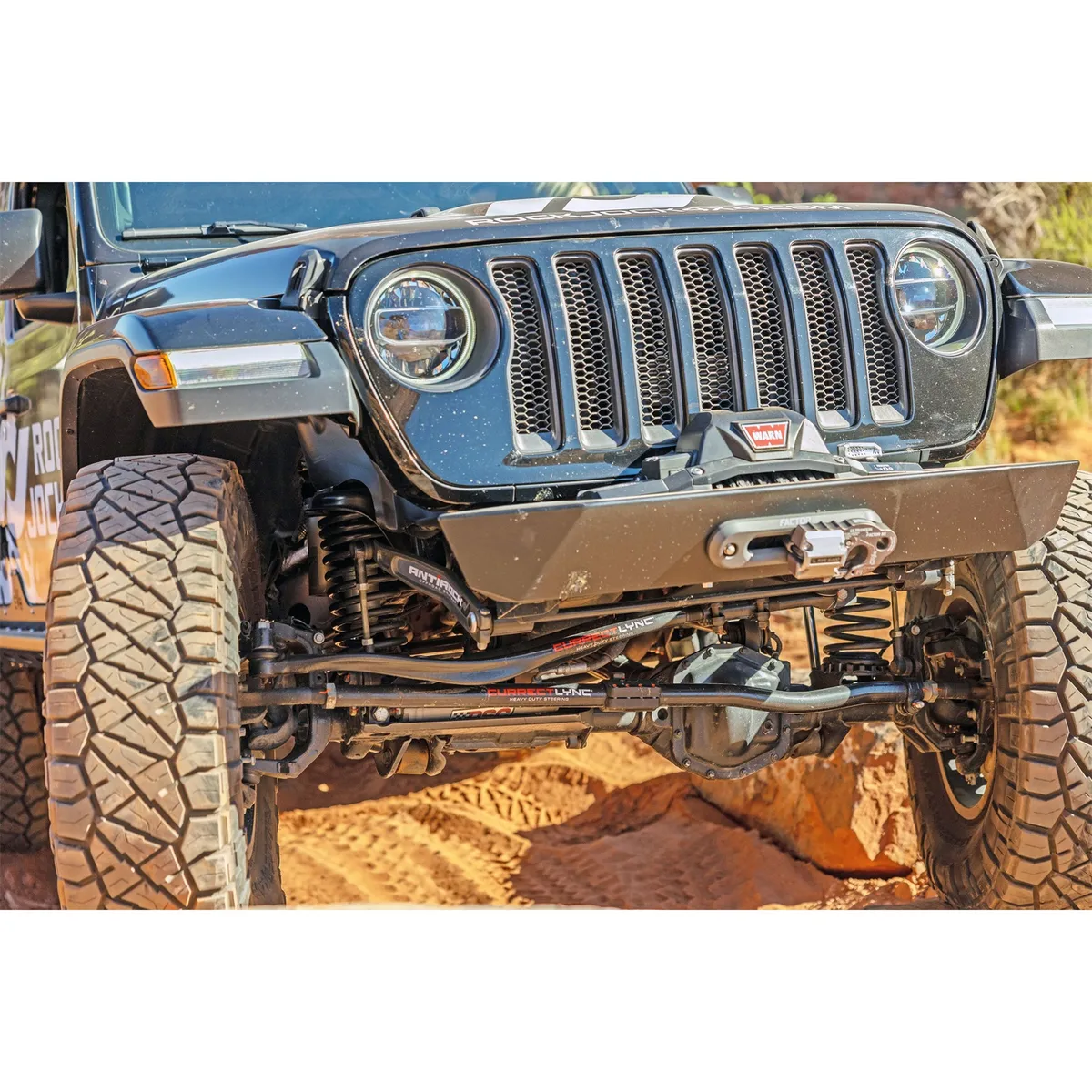 Currectlync JL/JT High Steer Kit for Ram Assist Incl Knuckles Drag Link Tie Rod Trac Bar Reloc/Ram Mount Axle Bracket Ram Assist Tie Rod Clamp product image