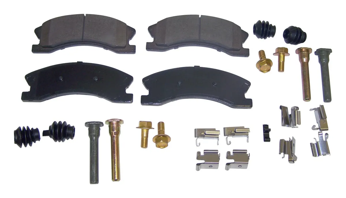 1999-2004 Grand Cherokee WJ WJ (US) model w/ Akebono Calipers (Silver); Kit Includes: Brake Pads Springs and Caliper Pin Kit; Front 2001-2004 Grand Cherokee WG WG (Europe) model w/ Akebono Calipers (Silver); Kit Includes: Brake Pads Springs and Calip product image