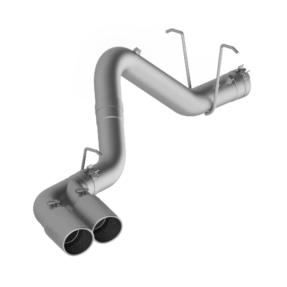 Armor Lite Filter Back Exhaust System; 4 in.; Incl. Over Axle Pipe/Tailpipe/Hardware/5 in. OD Tips; Dual Out Single Side Exit; Aluminized; product image
