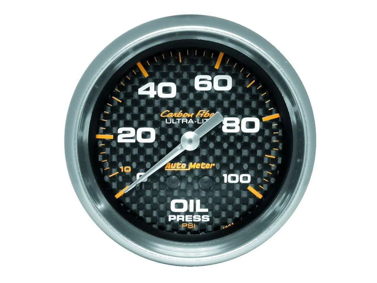 AutoMeter Gauge, Oil Pressure, 2 5/8", 100psi, Mechanical, Carbon Fiber