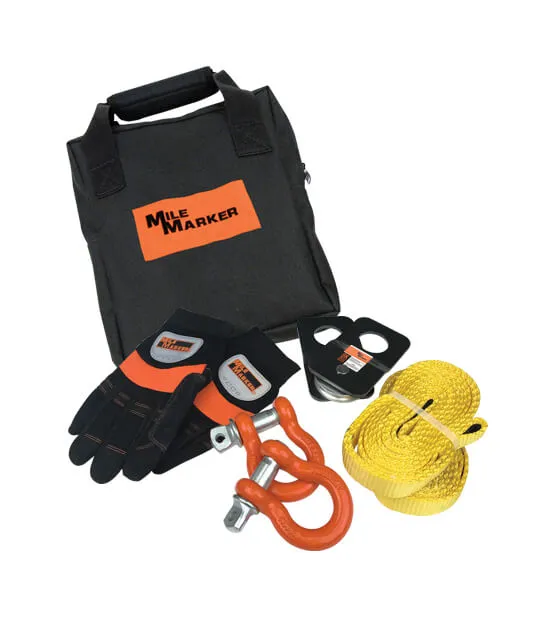 Mile Marker 19-00105 4k Recovery Kit Includes Two 8ft Straps, Snatch Block, Shackles, Gloves, Bag product image