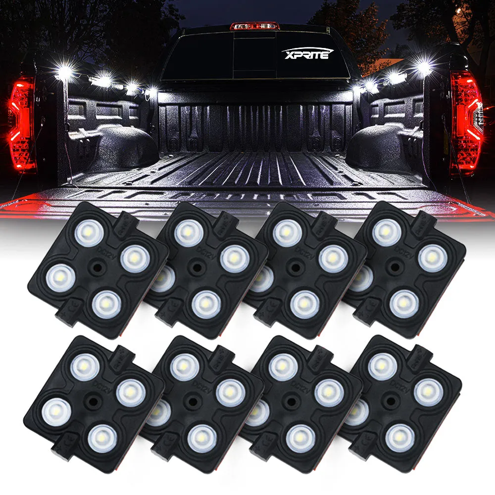 Xprite Xprite 8pc Trunk LED Light Pod Set For Car Truck Interior Exterior Ambient Lighting Kit