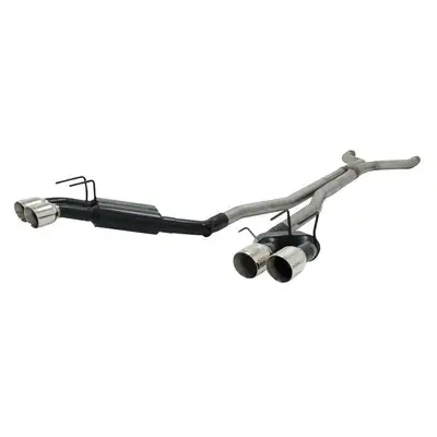 Flowmaster 2013 Chevrolet Camaro SS 6.2L V8 W/Dual Mode Option 3.00" Mandrel Bent Tubing Outlaw Series Mufflers Scavenger X-Pipe Quad 4.00" Logo Embossed Tips American Thunder DOR 409S Stainless Steel Hard Top Only - Not Convertible.