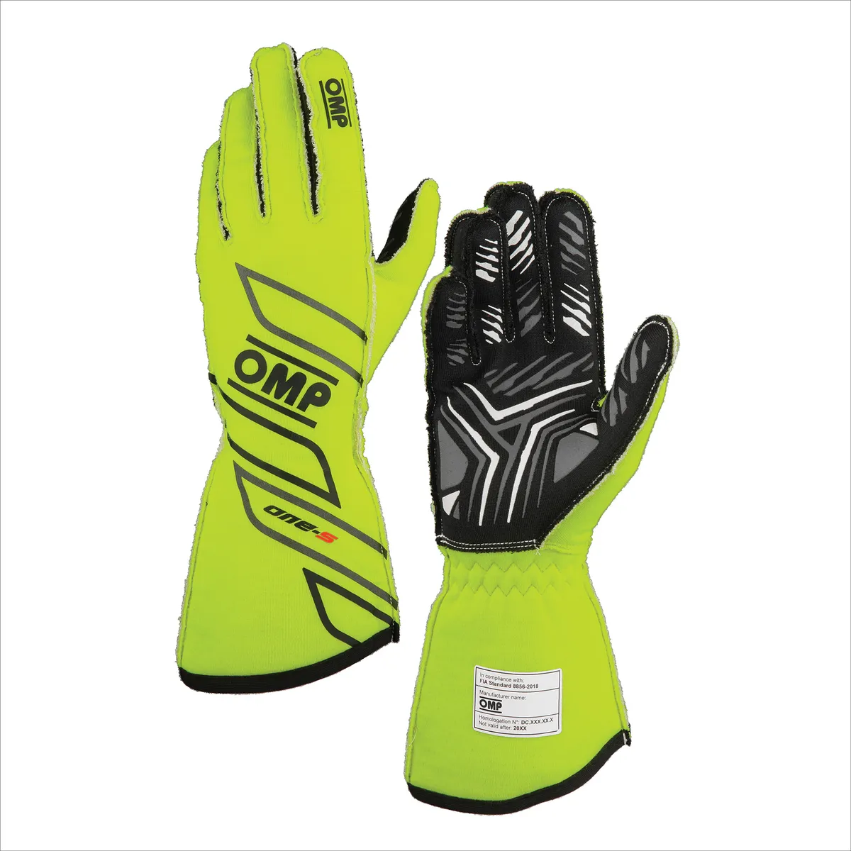 OMP Racing INC One-S Gloves My2025 Fia 8856-2018 Fluo Yellow sz