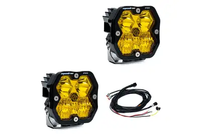 Baja Designs Squadron 2.0 Pro Black LED Auxiliary Light Pod Pair Universal Baja Amber Driving/Combo Baja Designs