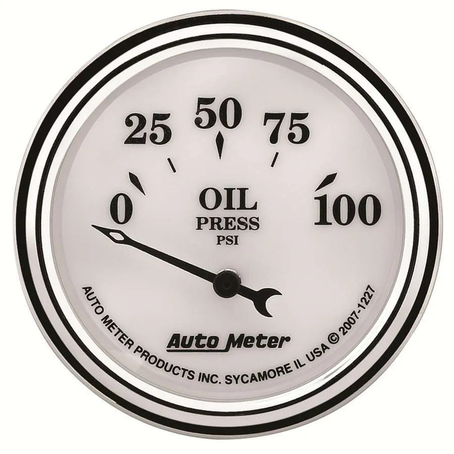 AutoMeter Gauge, Oil Press, 2 1/16", 100psi, Elec, Old Tyme White II
