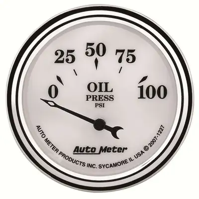 AutoMeter Gauge, Oil Press, 2 1/16", 100psi, Elec, Old Tyme White II