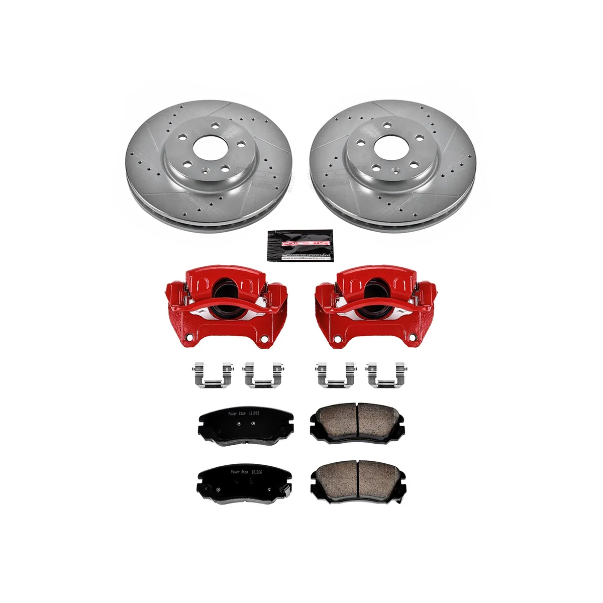 Z23 Evolution Sport Upgrade Kit: Drilled/Slotted Rotors; Carbon-Fiber Ceramic Pads; Powder Coated Calipers product image
