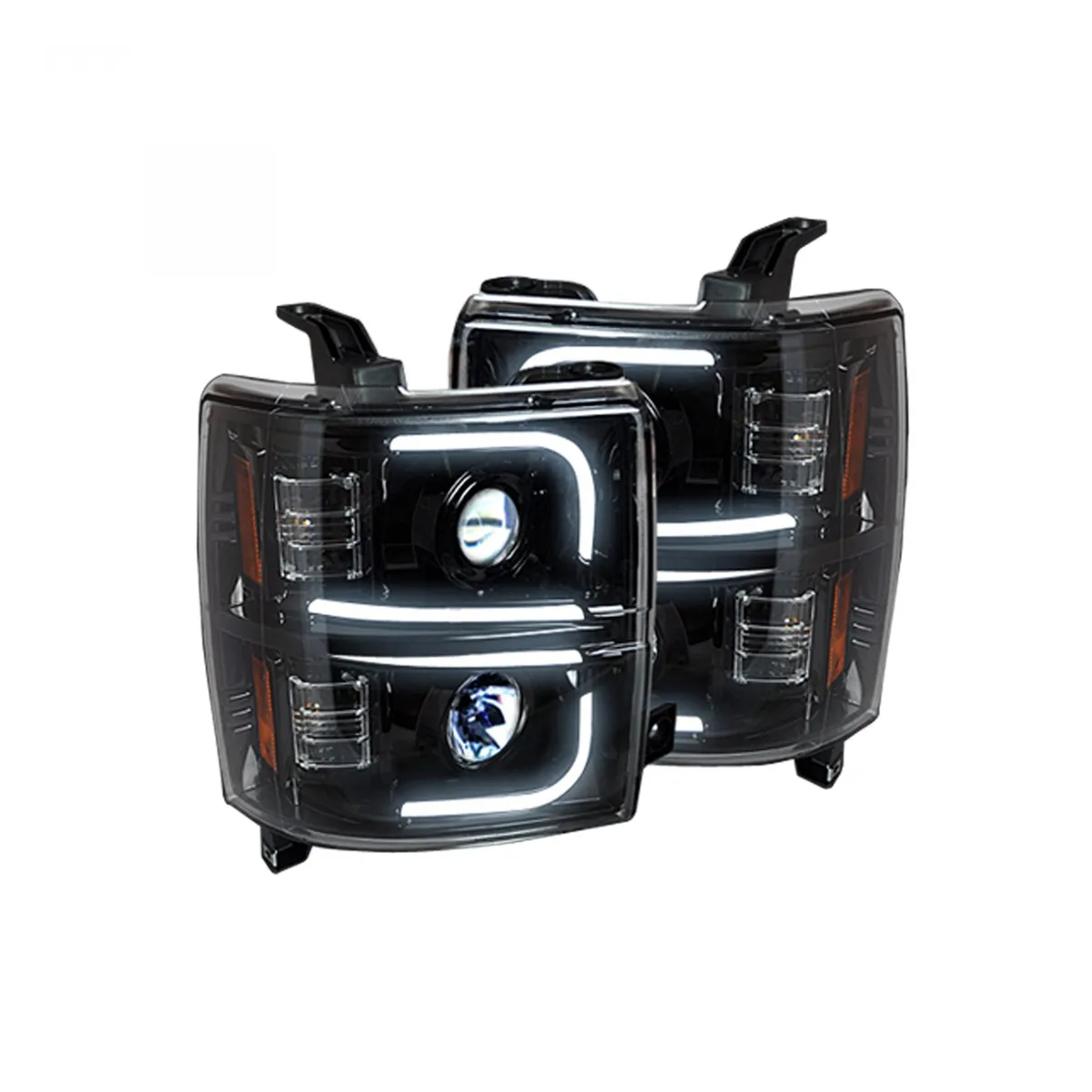 Chevrolet Silverado 25003500 Heavy Duty 14-19 3rd Gen Projector Headlights w Ultra High Power Smooth Oled Halos And product image