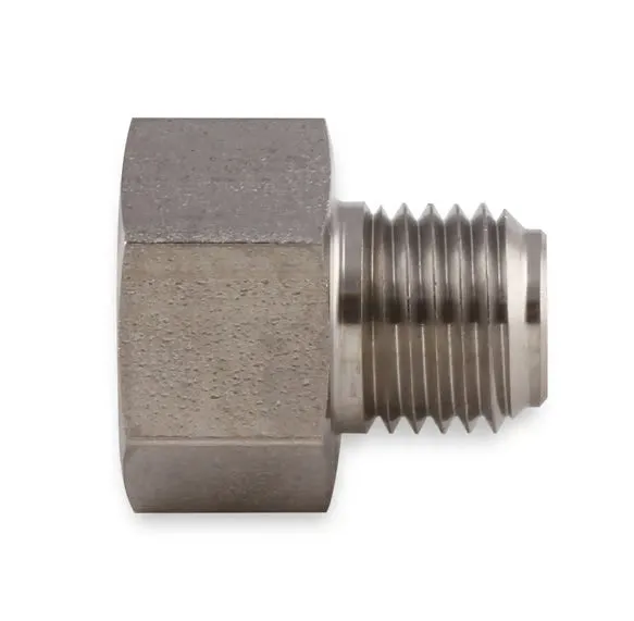 Earl's Hardline Adapter Expander - Stainless Steel - 3/8"-24 Inverted Flare Male for 3/16" Tubing to 7/16"-24 Inverted Flare Female for 1/4" Tubing product image