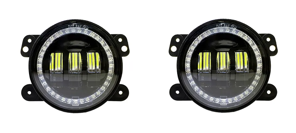 Quake LED - Qte905 - Jeep Jk/Cj/Tj 4 Inch 30 Watt Fog Light RGB HD Accent Tempest Series For 1975-1983 Jeep Cj5 product image