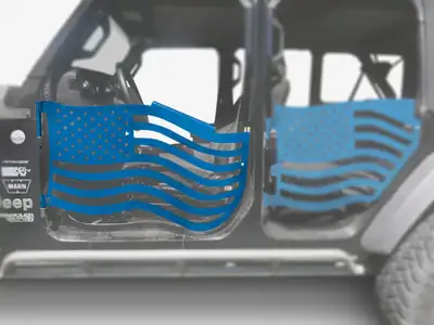 Steinjager Steinjäger Doors Gladiator JT 2019 to Present Trail, American Flag Design Front Doors Playboy Blue