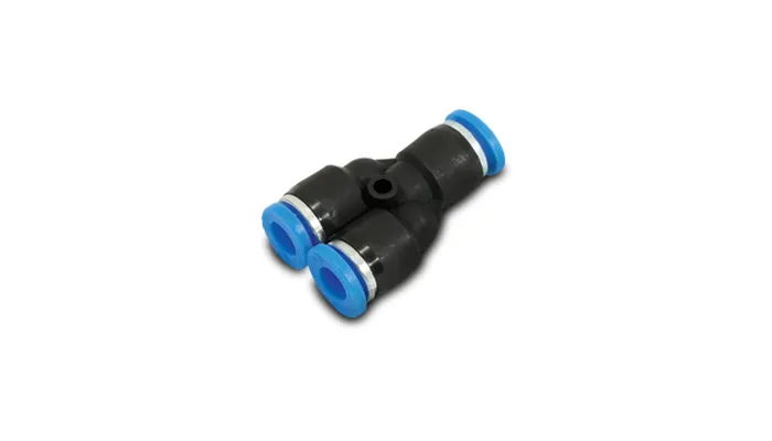 Y Vacuum Fitting; Union; For 0.25 in. OD Tubing; 150 PSI Maximum Operating Pressure; Plastic; product image