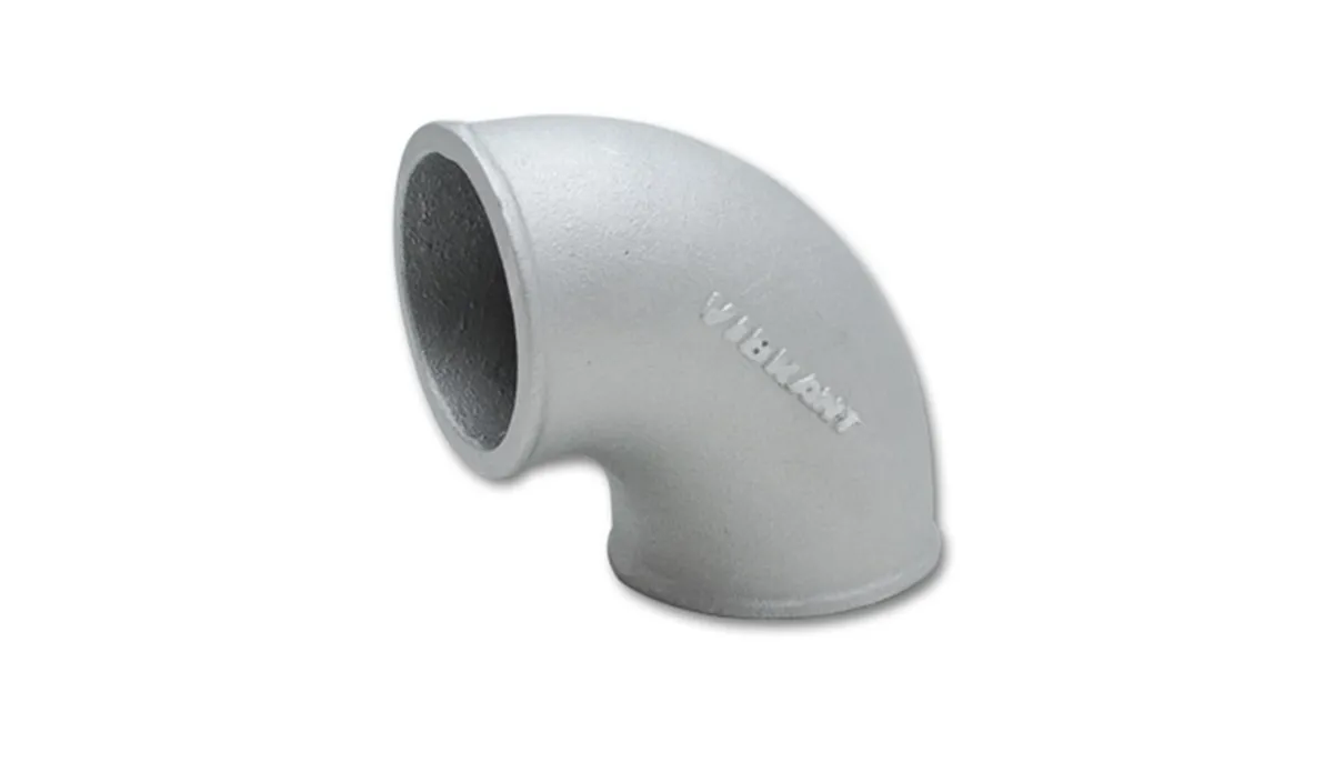90 Degree Tight Radius Aluminum Bend; 3 in. OD; 0.625 in. Leg Length; 0.125 in. Wall Thickness; Cast Aluminum; product image