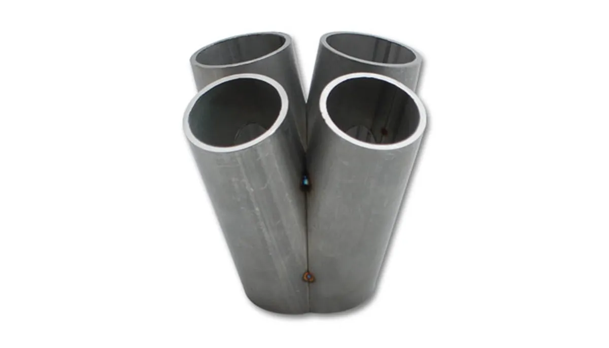 4 Into 1 Turbo Manifold Merge Collector; 1.875 in. Pipe OD; 4.5 in. Collector Height; 2.938x2.25 in. Collector Outlet Dimensions; For T4 Divided Flange; product image