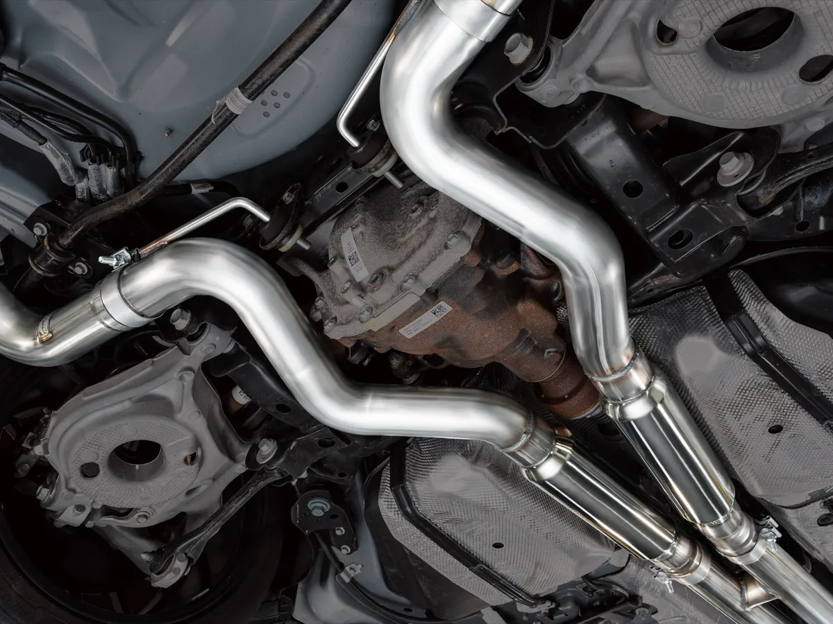 AWE Touring Edition Cat-back Exhaust for the '18-'23 S550 Mustang GT - Quad Chrome Silver Tips product image