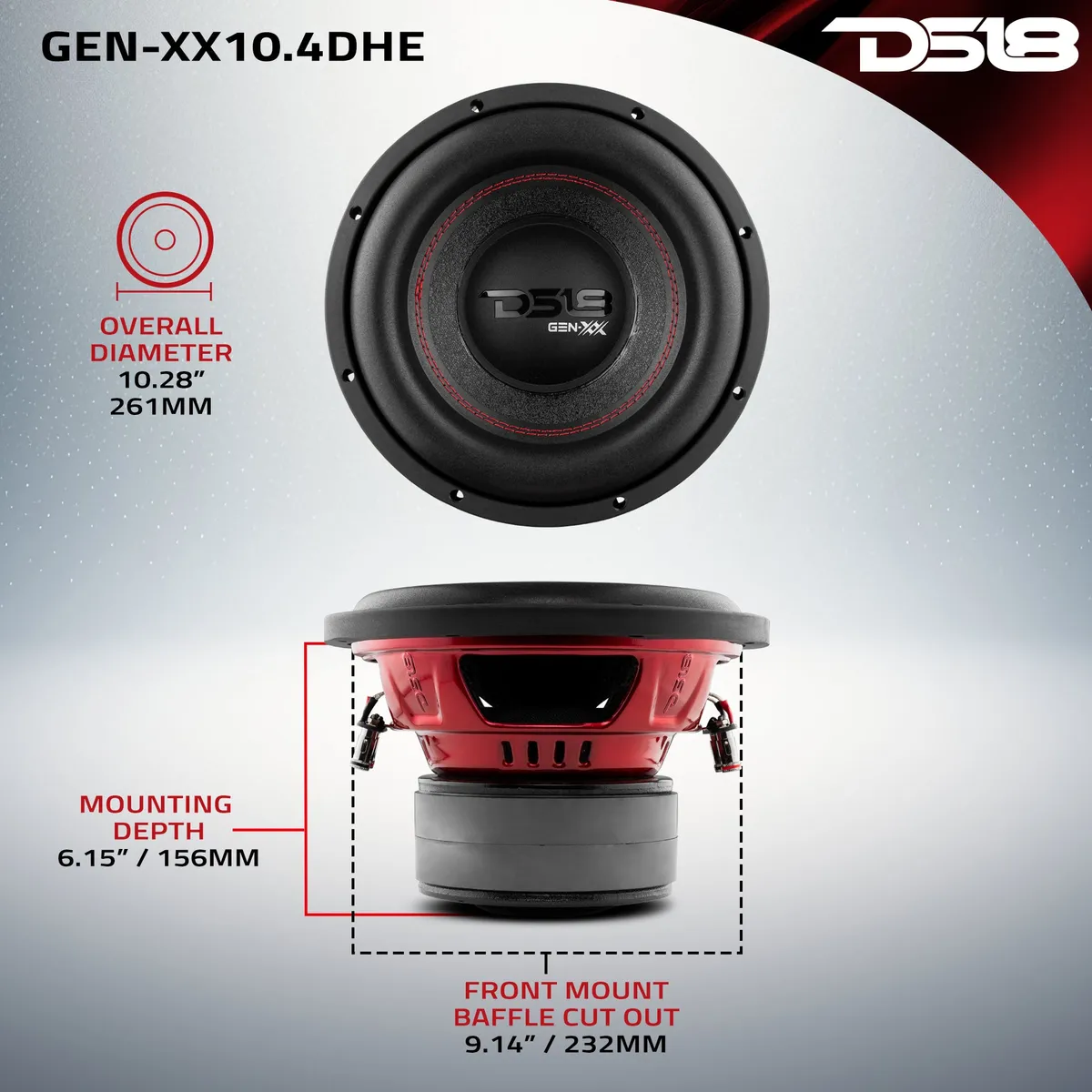 GEN-XX 10" High Excursion Subwoofer Double Stacked Magnets 500 Watts Rms DVC 4-Ohm product image