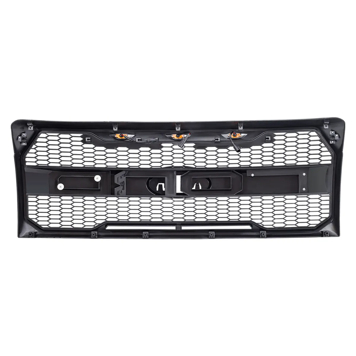 American Modified Amfmaa00159 Raptor Style Grille w/ Amber Lights& Emblem Holder, Matte Black product image