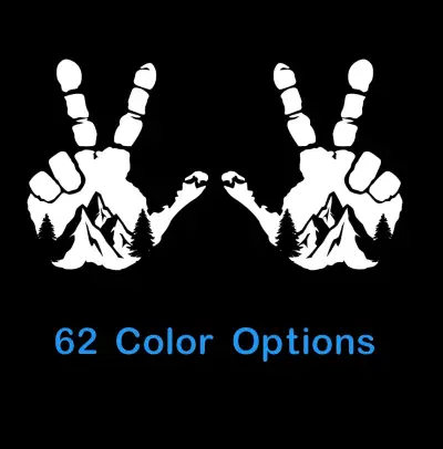 Hect Creations Hect Creations Hand Wave Peace Mountains Jeep Mirror Decals (Set of 2)