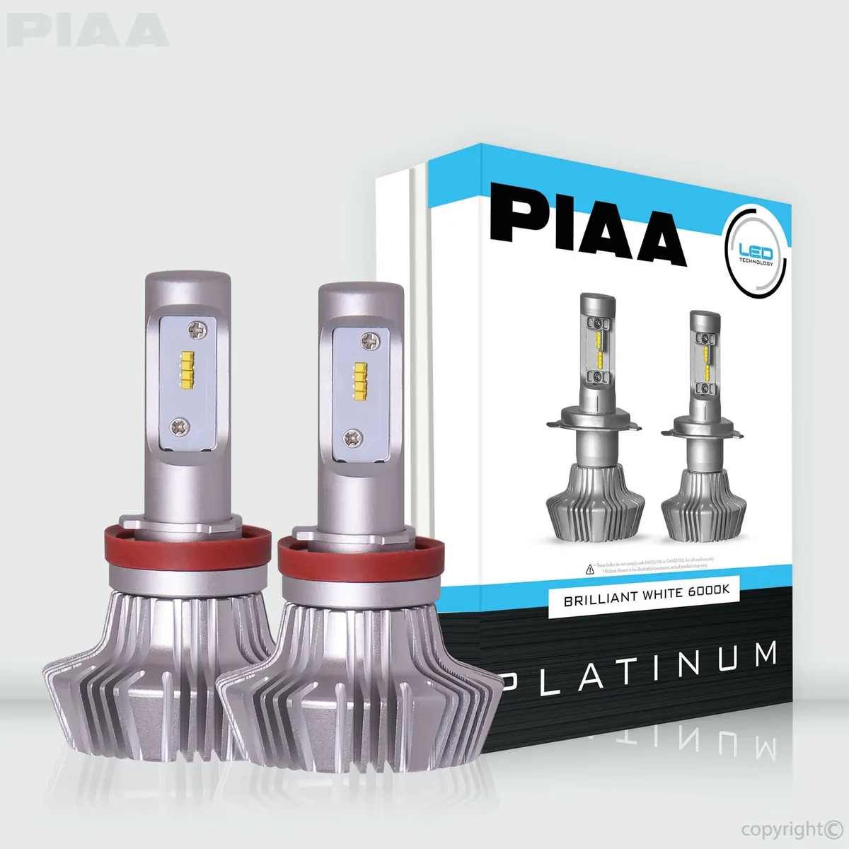 H11 Platinum LED Replacement Bulb; 25W; 6000K; 4000LM; Twin Pack; product image