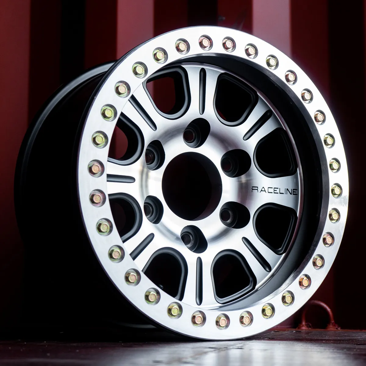 BlackMachined Bolt Pattern 8x6.5 Construction Heavy Duty Cast Outer Ring Material Aluminum product image