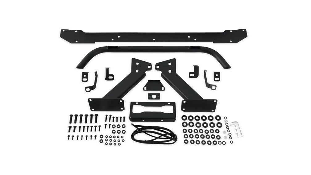 HiLine Front Winch Bumper; 3/16 in. Steel Plate; 20 in. Dual Row Light; Textured Black Powder Coat; product image