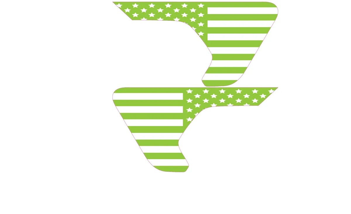 White and Green Flag 2pc Vinyl Fender Decal product image