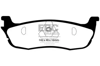EBC Brakes Truck/SUV Extra Duty Brake Pads; FMSI Pad No. D711; Solid; 334mm Dia.; 56mm Height; 14mm Thick; 92.5mm Center Hole Dia.; Pad Dimensions: 142 x 48 x 16mm;