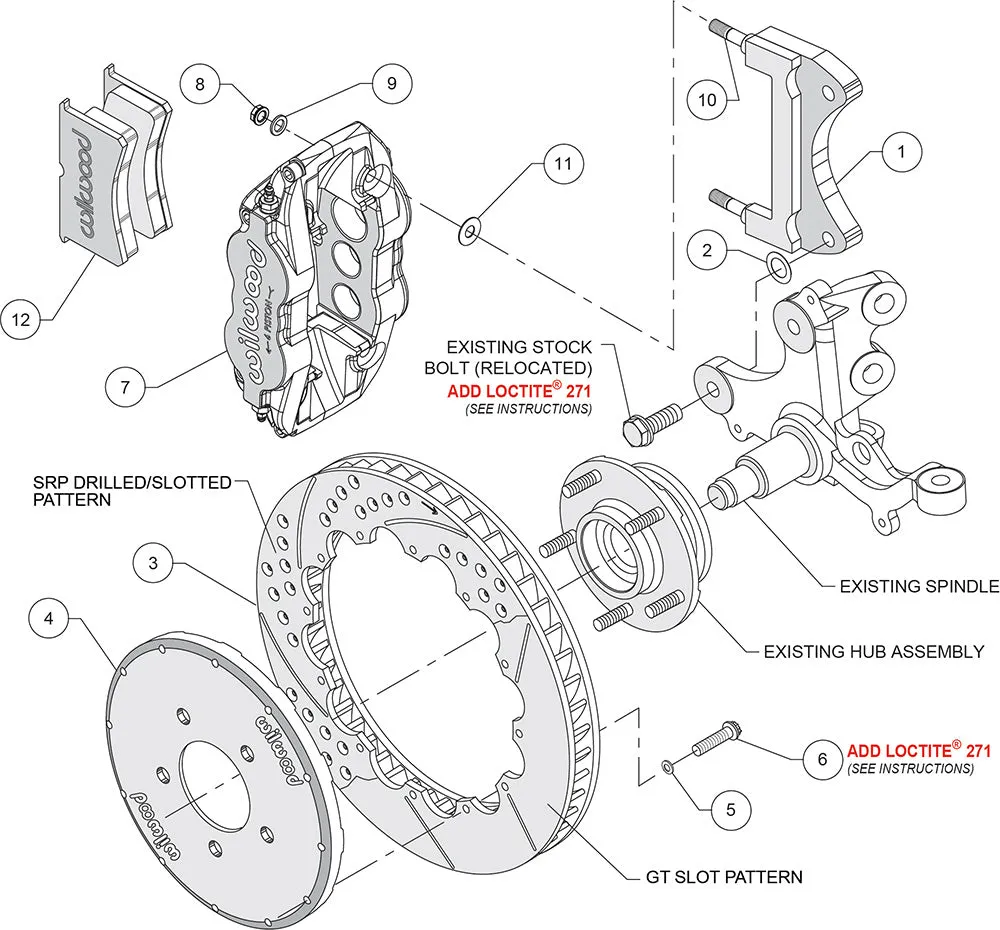 1994 - 2004 Ford Forged Narrow Superlite 6R Big Brake Front Brake Kit (Hat) - 140-9107 product image