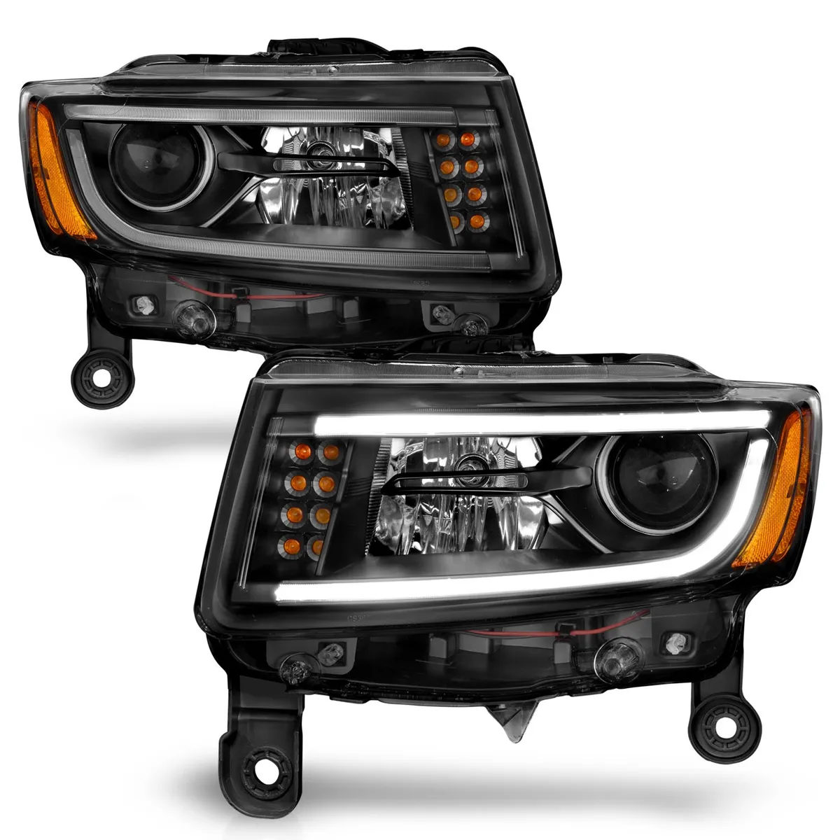 Jeep Grand Cherokee 14-16 Projector Headlights Plank Style Black (For Halogen Models Only) product image