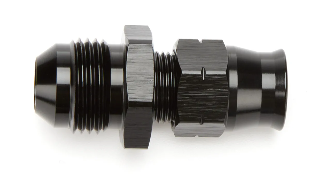 Vibrant Performance Male AN to Tube Adapter Fitting; -8N; 0.375 in. Tube OD; 6061 Aluminum; Black Anodized; w/Brass Olive Inserts;
