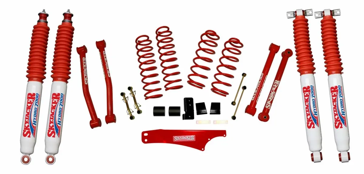 Suspension Lift Kit 07-18 Wrangler JK w/Shock 2.5-3.5 Inch Lift Incl. Rear Track Bar Brace Front And Rear Springs Classic Red Powder Coated Skyjacker product image