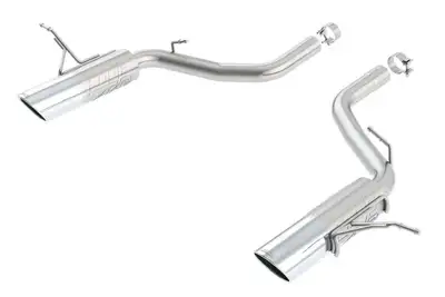 Borla ATAK Axle-Back Section Exhaust Dual 2.75 in. Incl. TubingMufflersMtg. Hardware5in. Round x 8.63 in. Long Single Rolled Angle Cut Tips Single Split Rear Exit