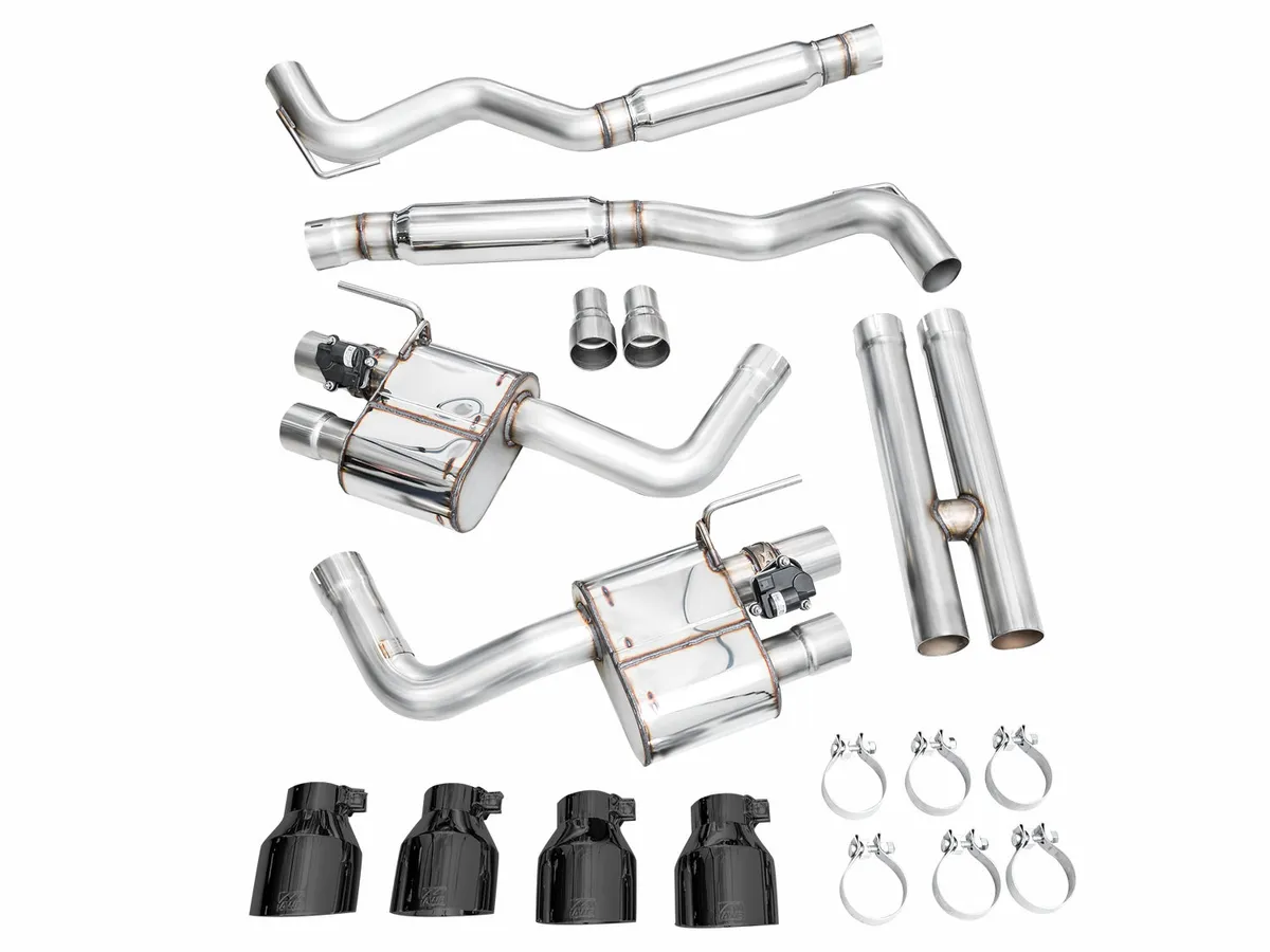 AWE SwitchPath Exhaust for Ford Mustang S550 Mach1 - Quad Diamond Black Tips 3025-43551 product image