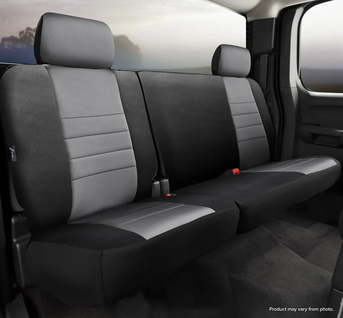 FIA FIA NP92-26 GRAY NP90 Series - Neoprene Custom Fit Rear Seat Cover- Black/Gray Center Panel