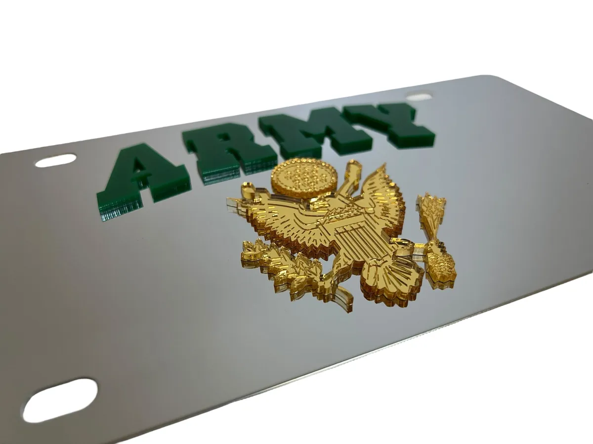Gold Army Logo With Green Arched Letters Army on a Stainless Steel Plate product image