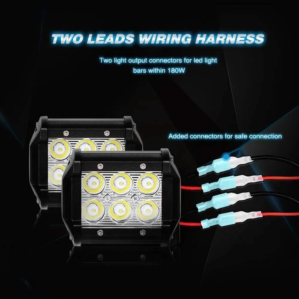 LED Light Bar Wiring Harness Kit (2 Leads 16awg) With Fuse 12v 40a Relay 3/4" On/Off Switch product image