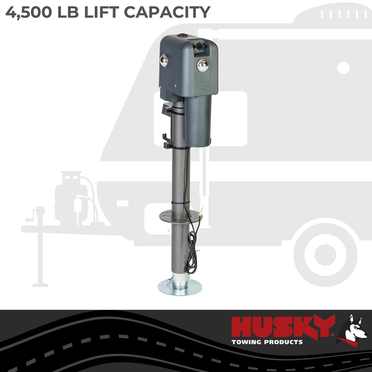 Husky Towing 87247 Elect 4500 LB Cap 18 Travel With 6 Drop Down Leg 3 St& LEDS W/O Remote Slvr product image