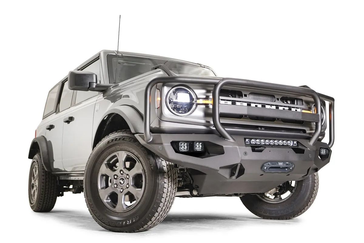 Matrix Front Bumper; w/Full Grill Guard; 2 Stage Matte Black Powder Coat; product image