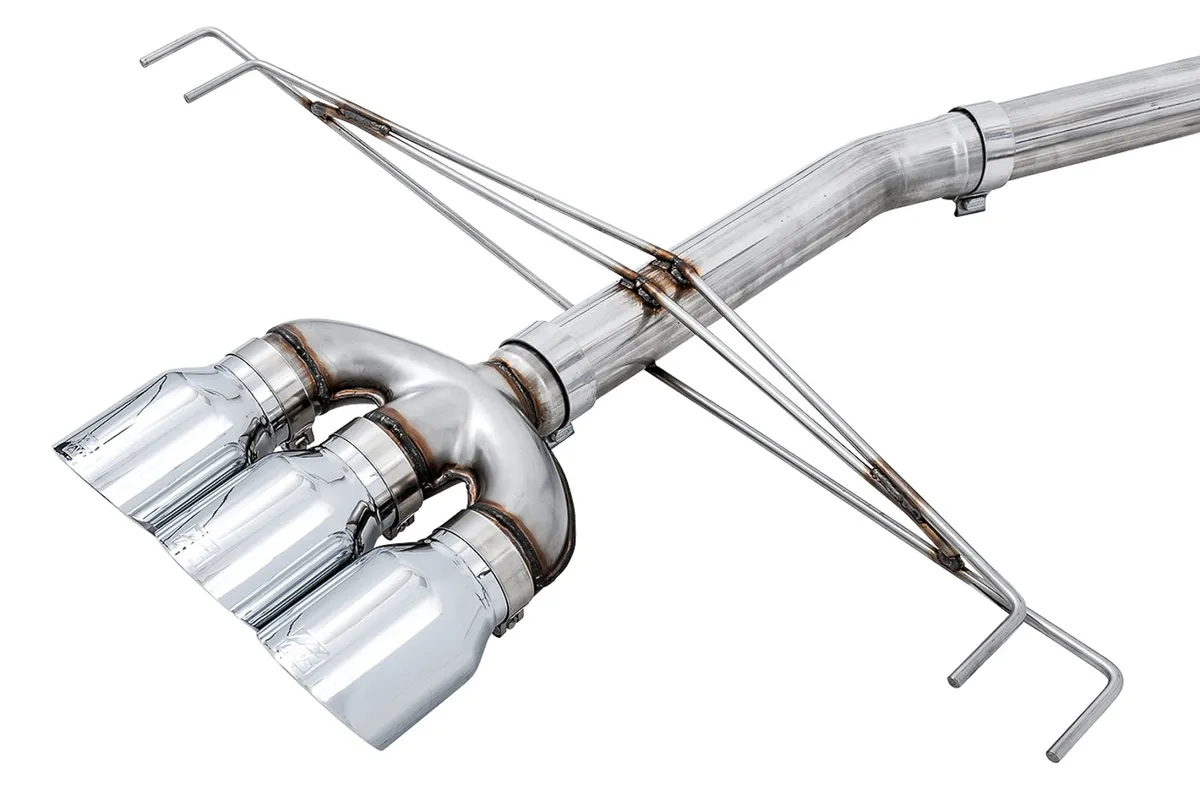 AWE Track Edition Exhaust for FK8 Civic Type R (includes Front Pipe) - Triple Chrome Silver Tips product image