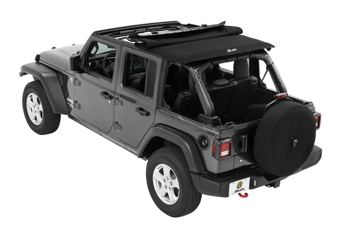 Trektop Slantback Soft Top For Jeep 2018-Current Wrangler JL 4 Door Black Premium Twill Bestop product image