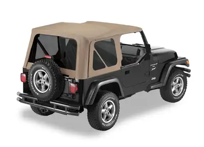 Bestop Dark Tan Replace-a-Top Replace-a-Top Fabric-only Soft Top Jeep 97-02 Wrangler; No door skins included; Tinted side and rear windows