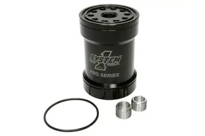 System One Billet Oil Filter w/Blt Cap 75 Micron - Black