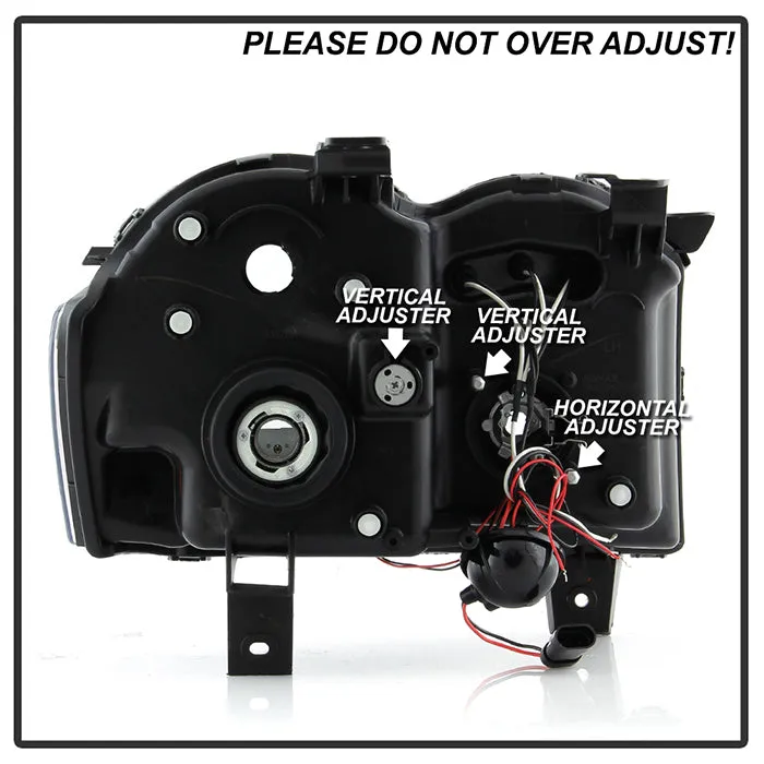 ( Spyder Signature ) Jeep Grand Cherokee 05-07 Projector Headlights - LED Halo - LED ( Replaceable LEDs ) - Black - High H1 (Included) - Low 9006 (Not Included) product image