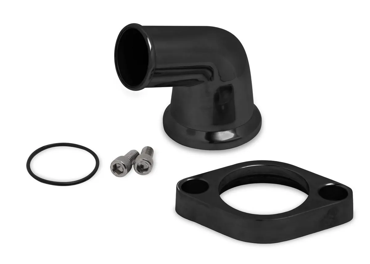 Holley Weiand Aluminum Water Outlet 15 Degree Black